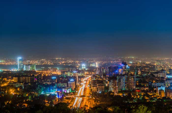 CIty at night with light pollution