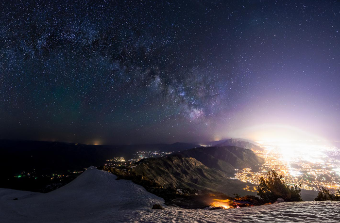 A nighttime view from the summit of Ben Lomond Mountain above Utah's North Fork Park IDA International Dark Sky Park.
