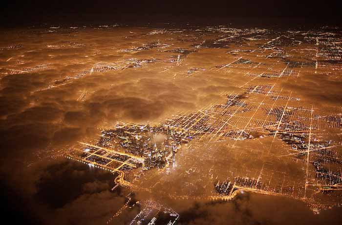 Light pollution over Chicago