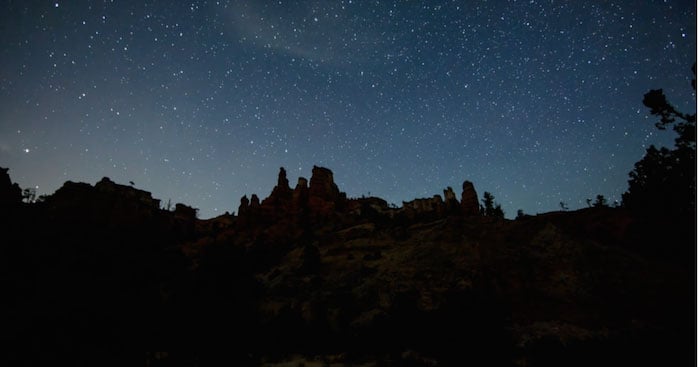 Stars over mountains in Utah.