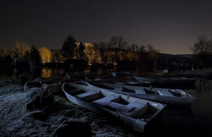 a nighttime picture of a dark garden in england with