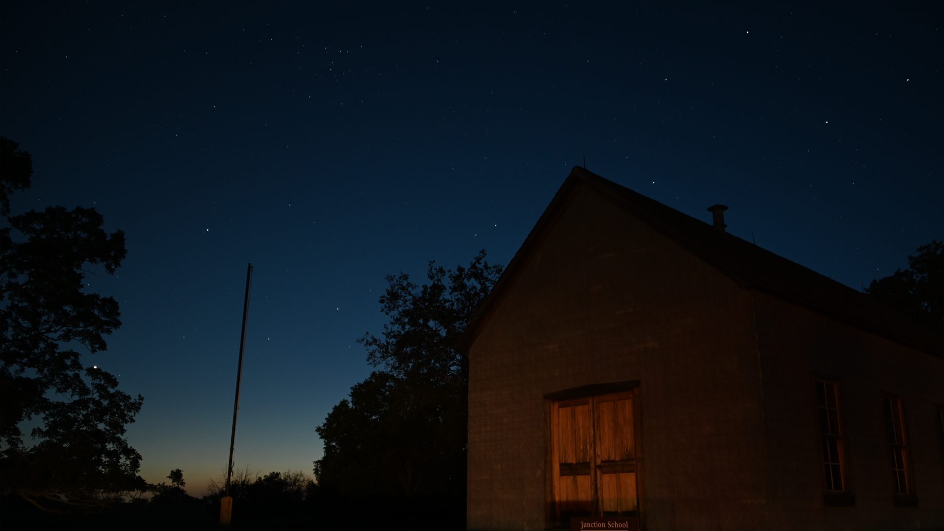 View of the night sky above the Junction School.