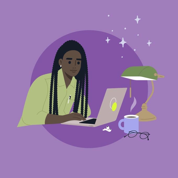 Illustration of a person using a laptop