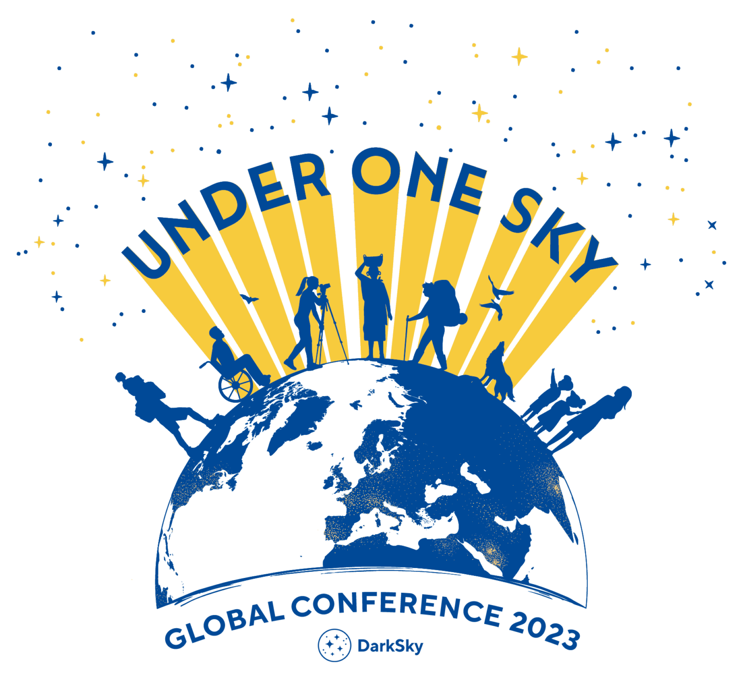 Under One Sky logo with silhouettes of people around the globe