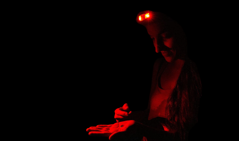 Dr Avalon Owens inspecting a firefly.