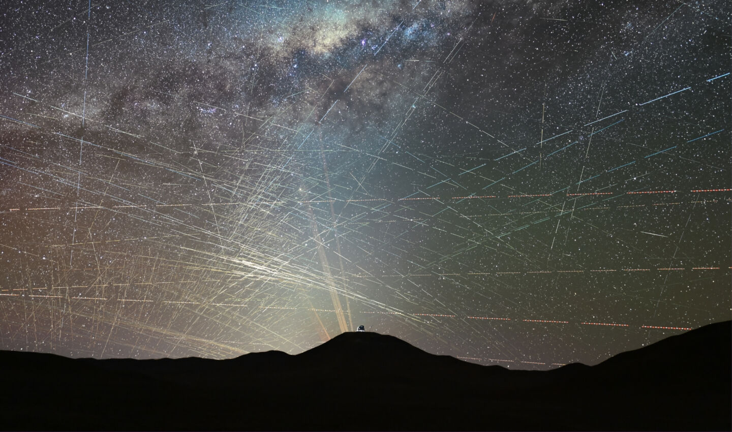 Satellites splayed across the night sky